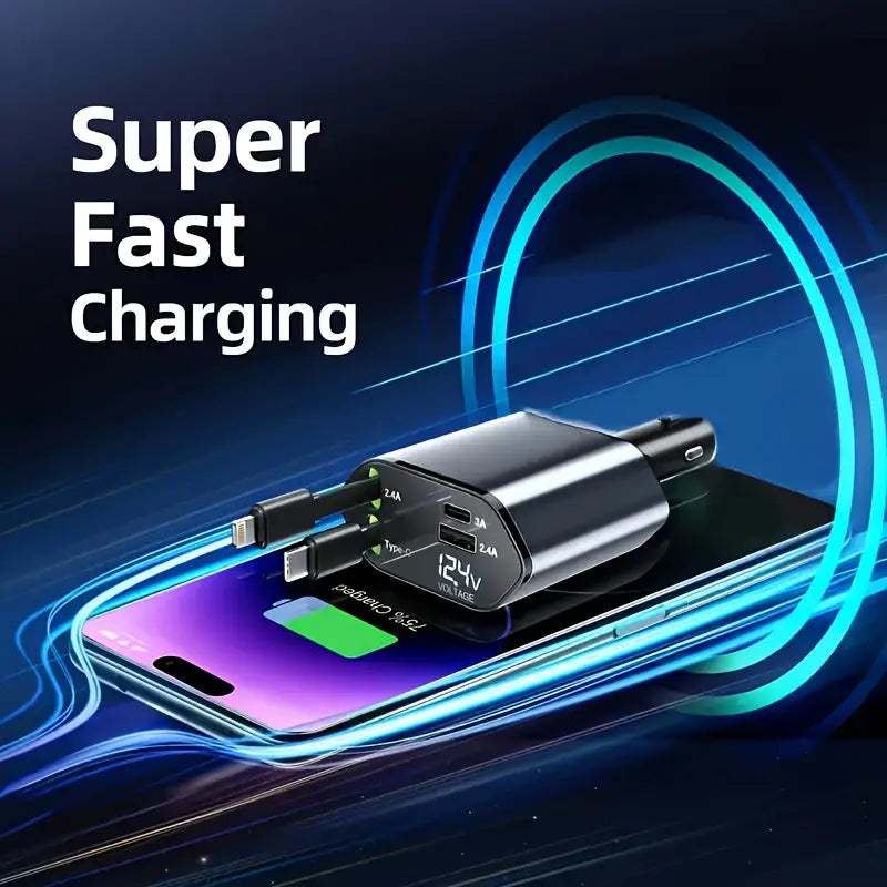 4 in 1 retractable car charger