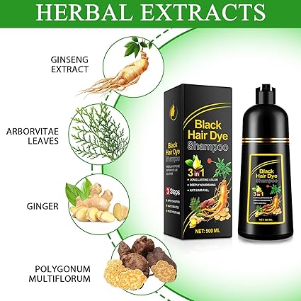 Black Hair Dye Shampoo 3 in 1
