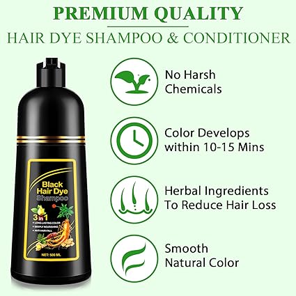 Black Hair Dye Shampoo 3 in 1