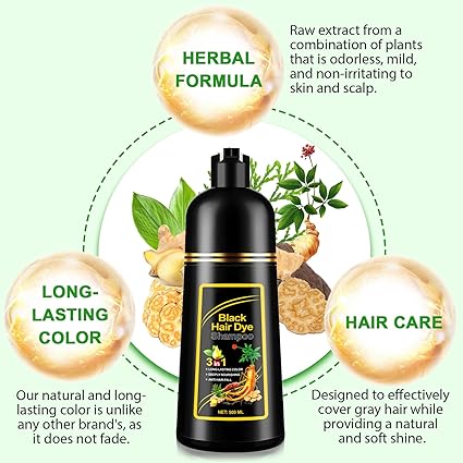 Black Hair Dye Shampoo 3 in 1