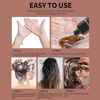 Black Hair Dye Shampoo, 5-in-1