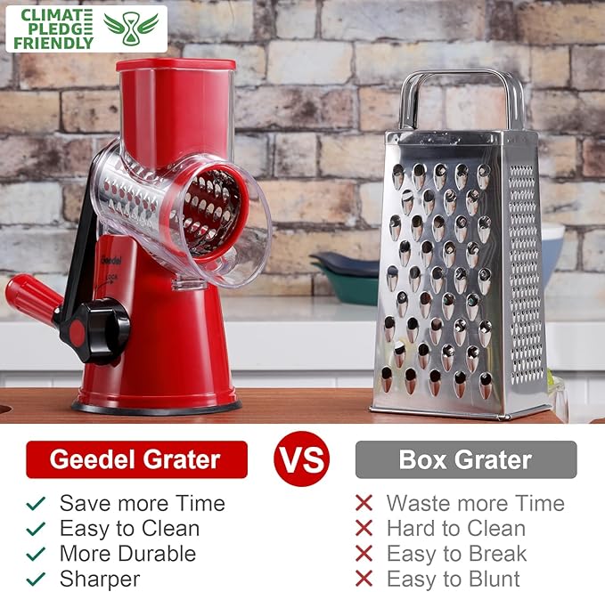 Rotary Cheese Grater with 3 Blades