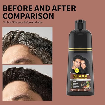 Black Hair Dye Shampoo, 5-in-1