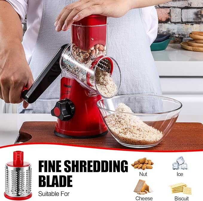 Rotary Cheese Grater with 3 Blades