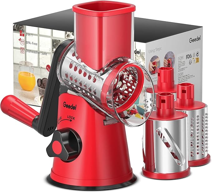 Rotary Cheese Grater with 3 Blades