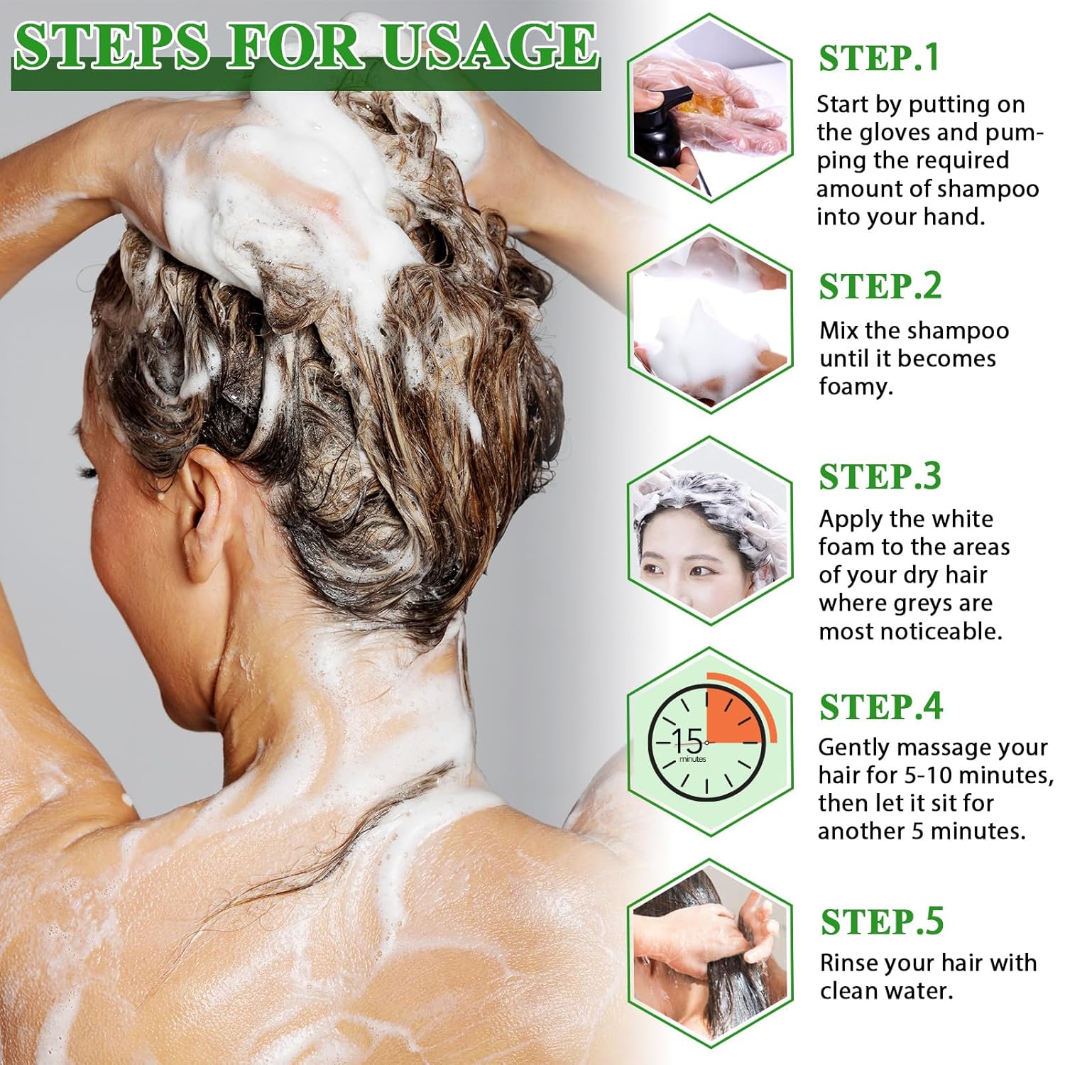 Black Hair Dye Shampoo 3 in 1