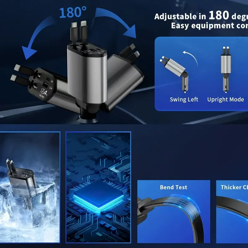 4 in 1 retractable car charger