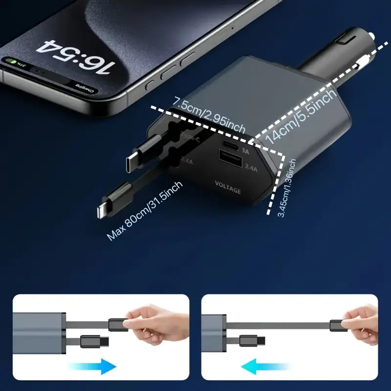 4 in 1 retractable car charger