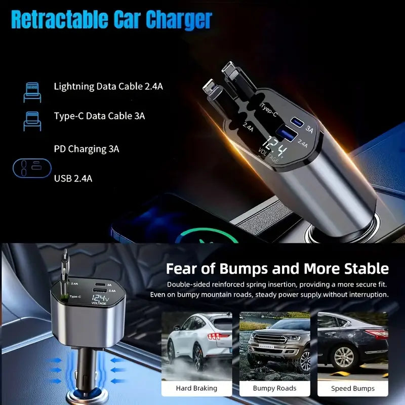 4 in 1 retractable car charger
