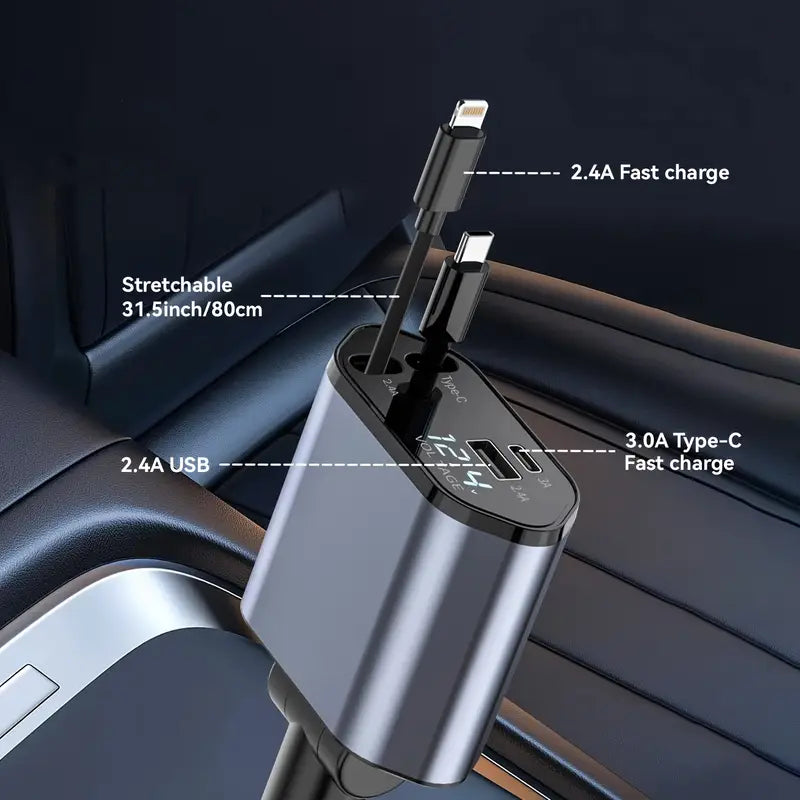 4 in 1 retractable car charger